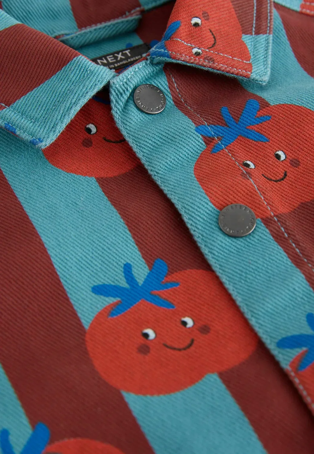 Рубашка-Куртка из саржи с принтом, прямого кроя Next, Red Blue Striped All Over Print Tomato — фото 3