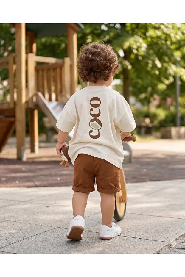 Детская футболка оверсайз с принтом Basics Babytex, Ecru — фото 2