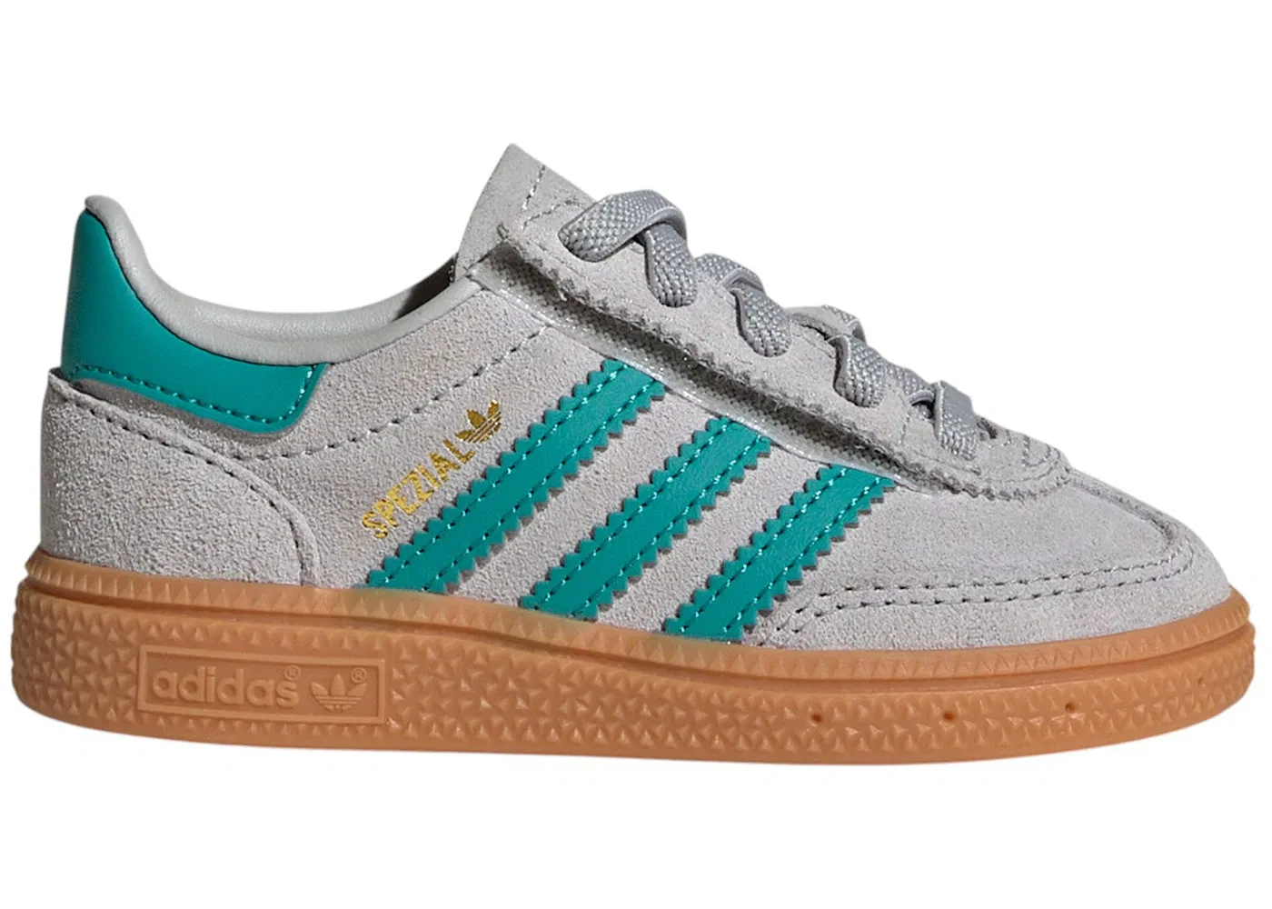 Детские кроссовки с закрыванием на липучке Adidas Handball Spezial Comfort Closure, Grey Two Pure Teal Gum