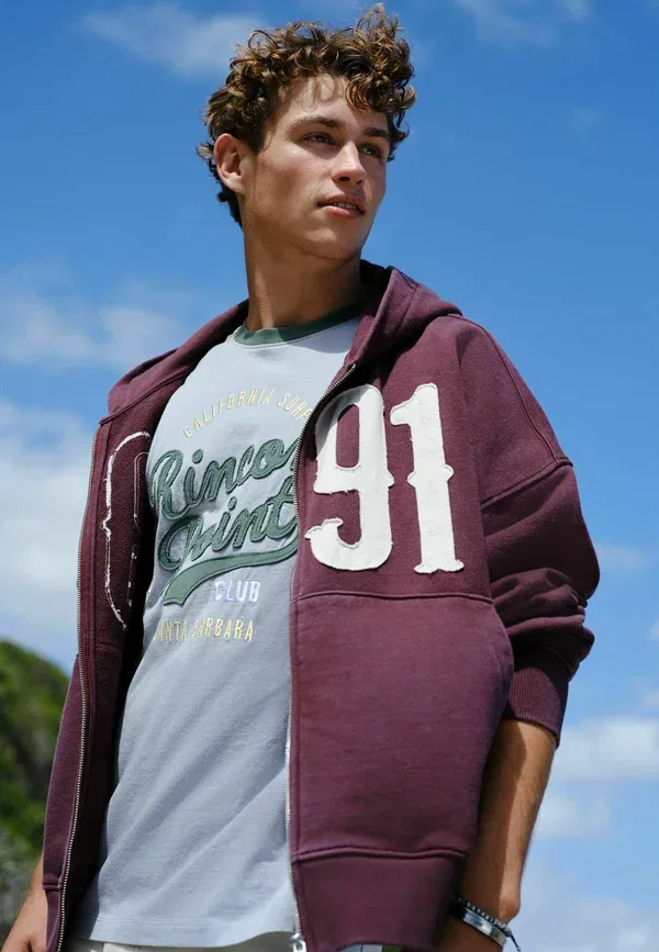 Худи на молнии с принтом Regular fit - edit graphic zip through hoodie Next, Berry Red, красный — фото 4