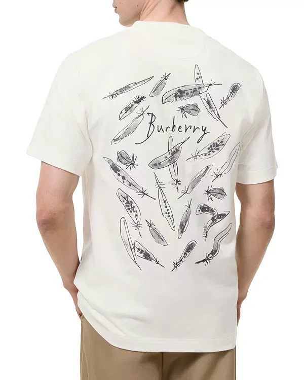 Мужская футболка с принтом Feather Print Burberry, Chalk White — фото 2