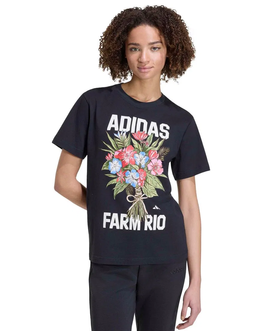Футболка для тренировок с принтом X Farm Rio adidas, Black Cream White