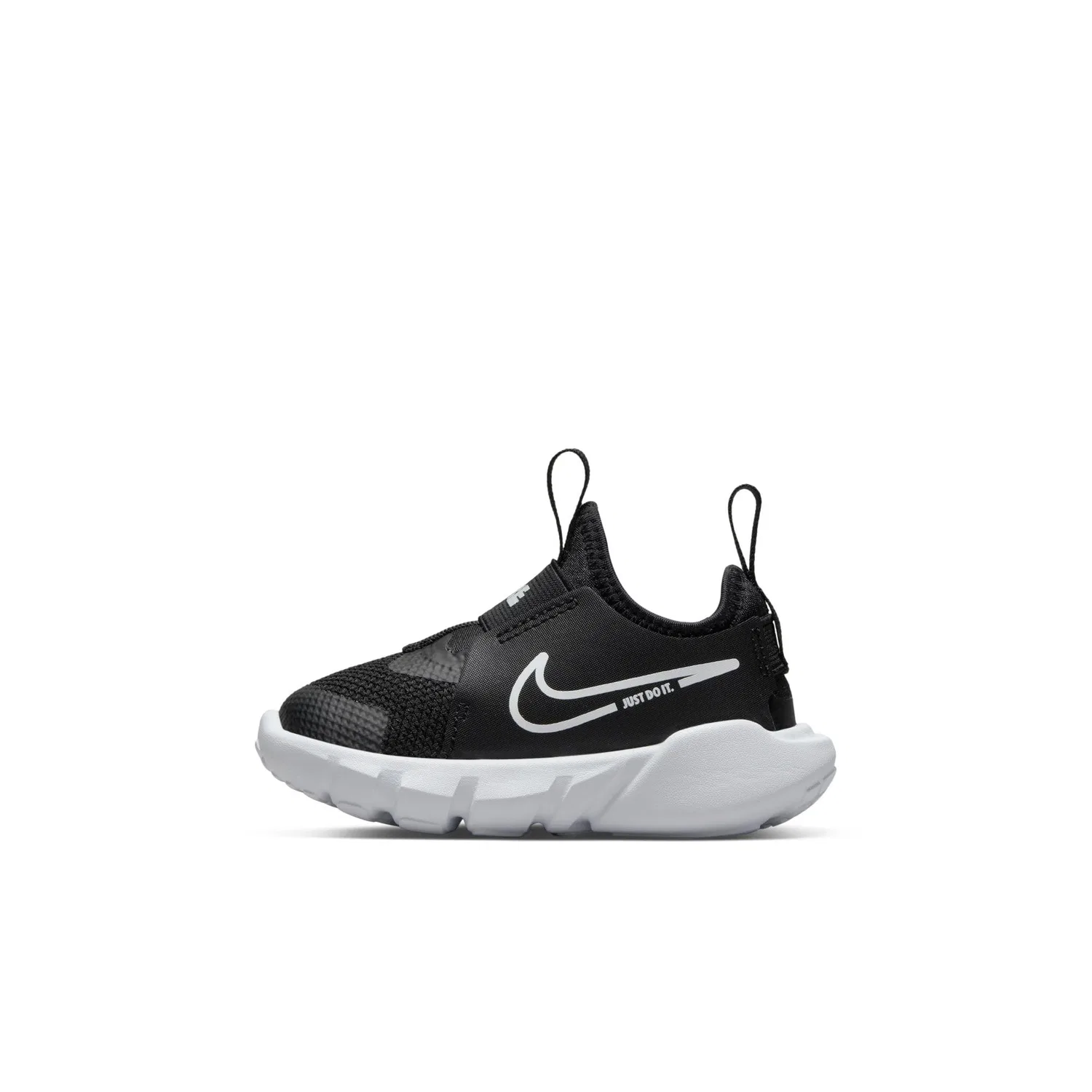 Детские кроссовки для мальчиков с эластичной шнуровкой Flex Runner 2 NIKE, Black Black White Photo Blue University Gold — фото 2