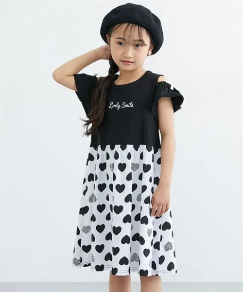 Детское платье с открытыми плечами QUNTSTYLE, Black
