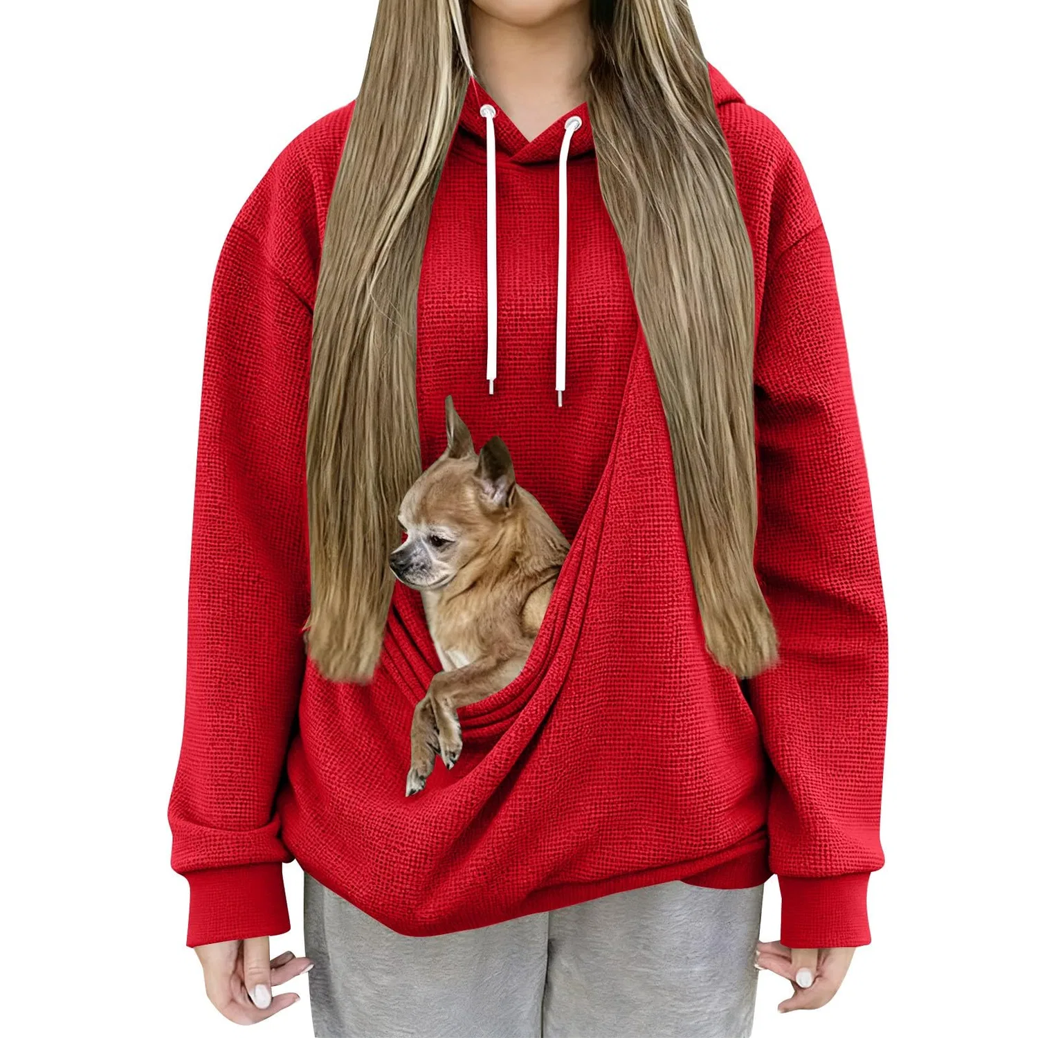 Женский худи с карманом-кенгуру Cat Hoodie, z11 red — фото 2