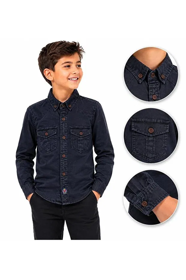 Детская рубашка для мальчиков с длинным рукавом Dgs Kids, Black — фото 3