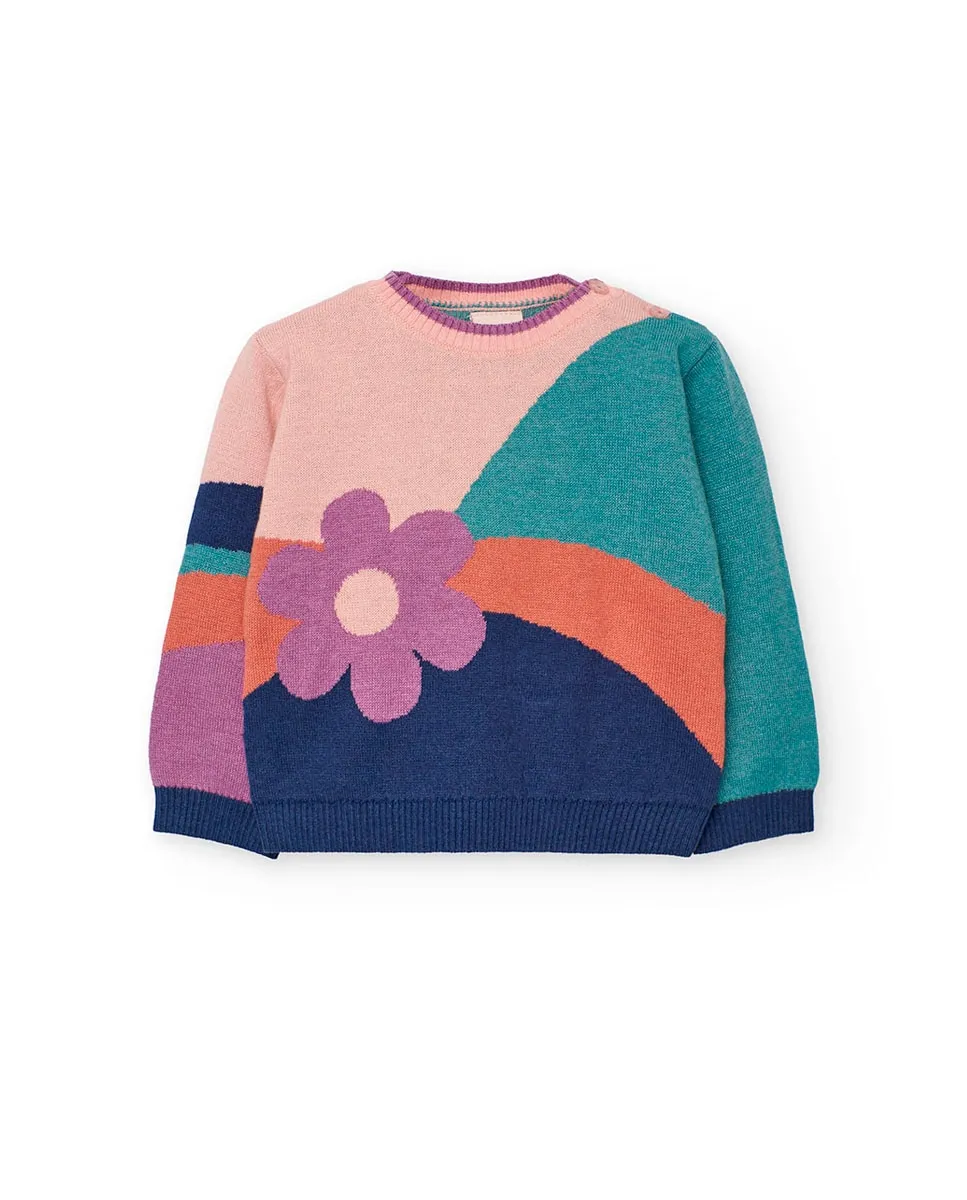 

Детский джемпер с крупным принтом и круглым вырезом Boboli, мультиколор