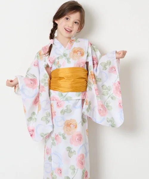 Детский комплект для девочек с принтом Yukata Set a.v.v, Ivory