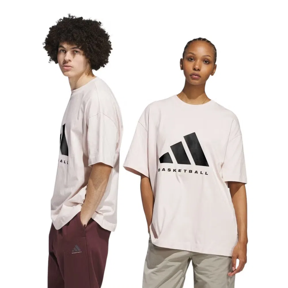 Футболка баскетбольная с принтом Adidas, розовый — фото 2
