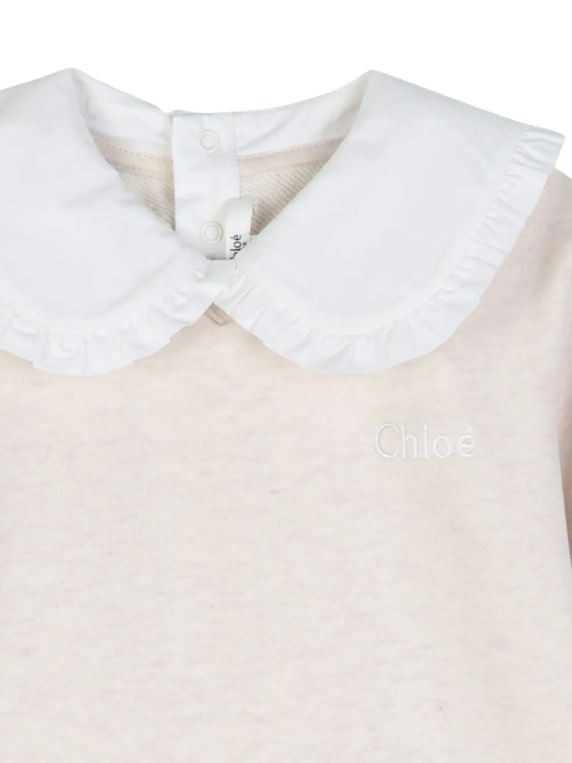 Chloé Платье из хлопка с рюшами, нейтральные тона — фото 2