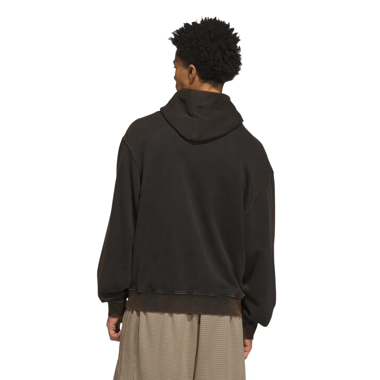 Мужское худи из хлопкового футера Basketball Washed Fleece Hoodie Adidas, черный — фото 2