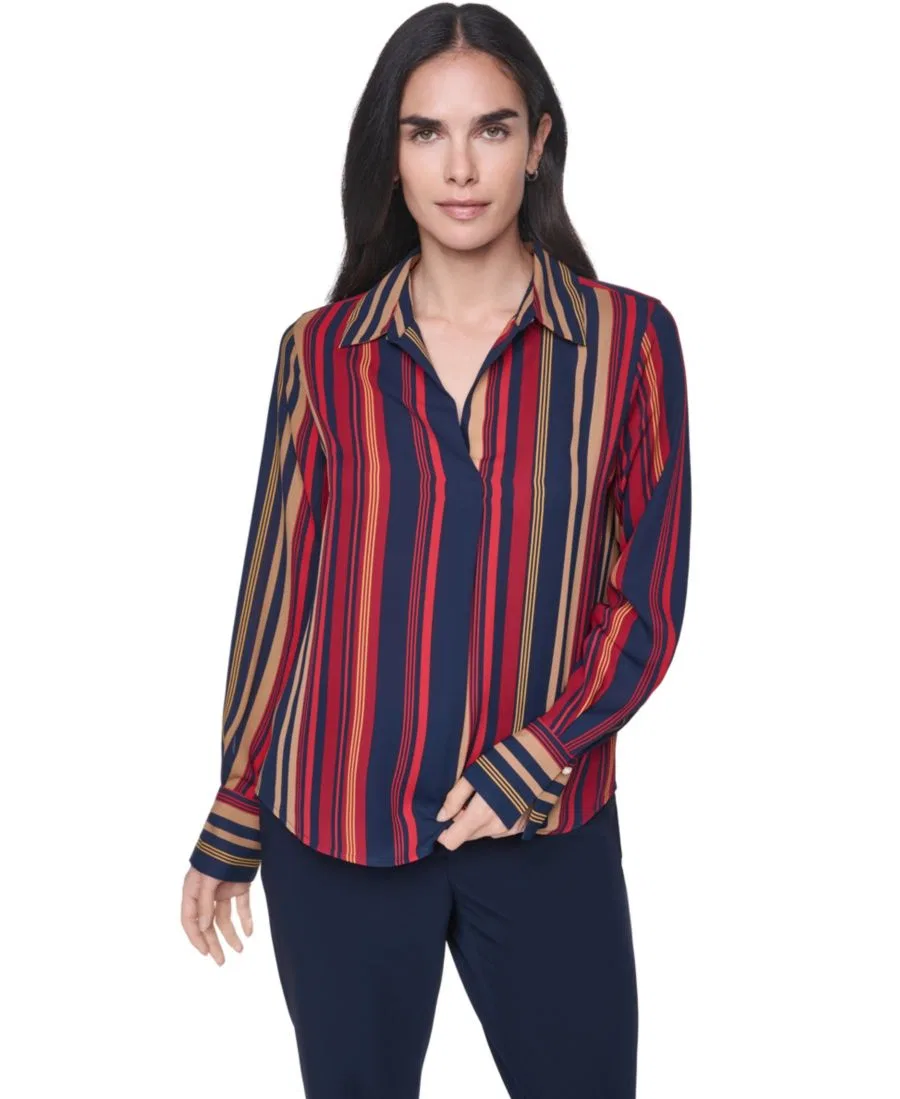 Блуза-поло с V-образным вырезом и длинным рукавом Tommy Hilfiger, Midnight Multi — фото 4