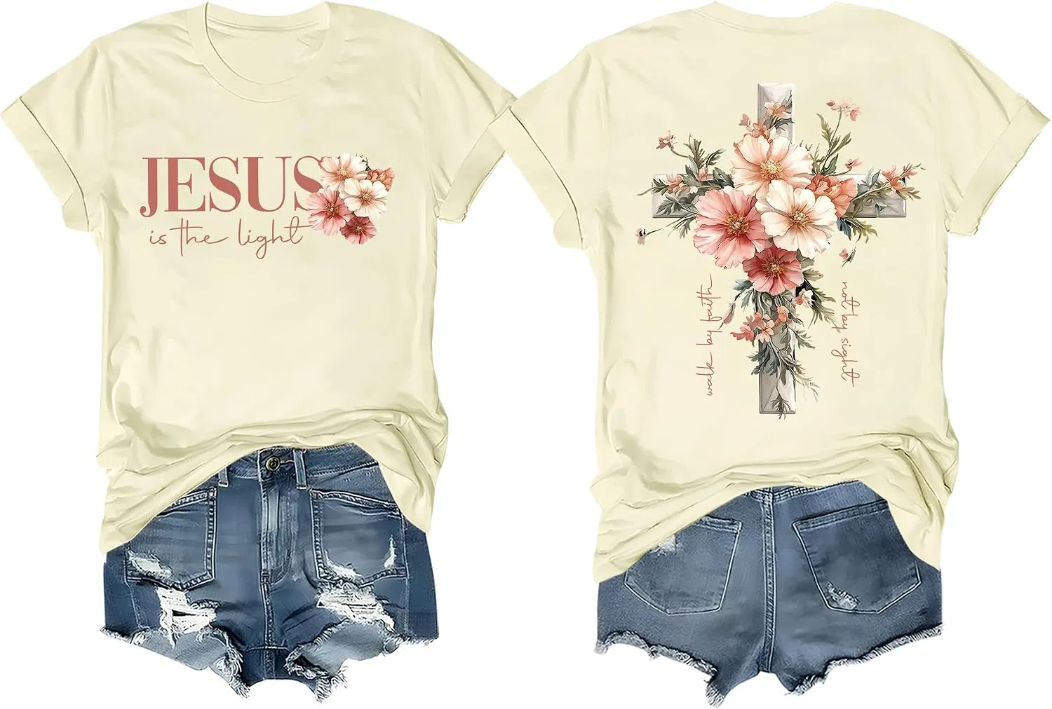 Мужская футболка с надписью Jesus is The Light, Creamy Yellow-1