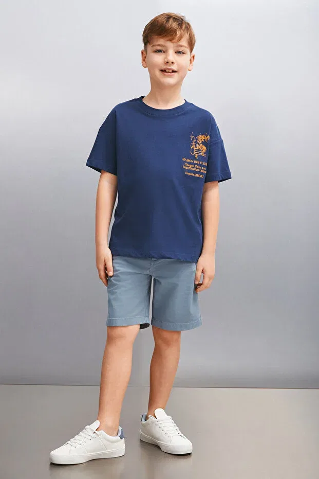 Детская футболка хлопковая Davy men's navy blue t-shirt Grimelange, Navy Blue — фото 3