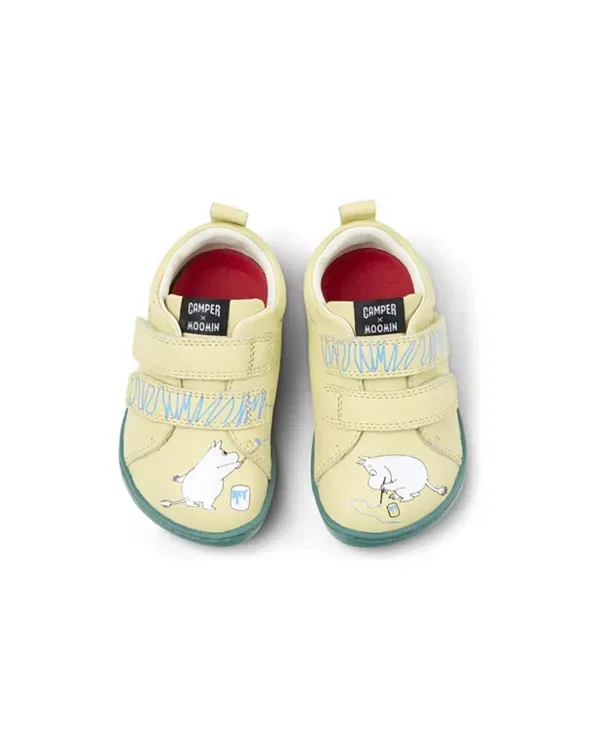 Детские кроссовки кожаные Peu Cami Mismatched Leather Sneakers by Moomin Camper, желтый — фото 3