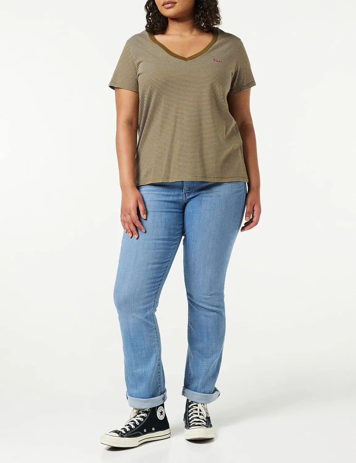Женская футболка с V-образным вырезом The Perfect V-Neck Levi's, Peppercorn Dark Olive — фото 2