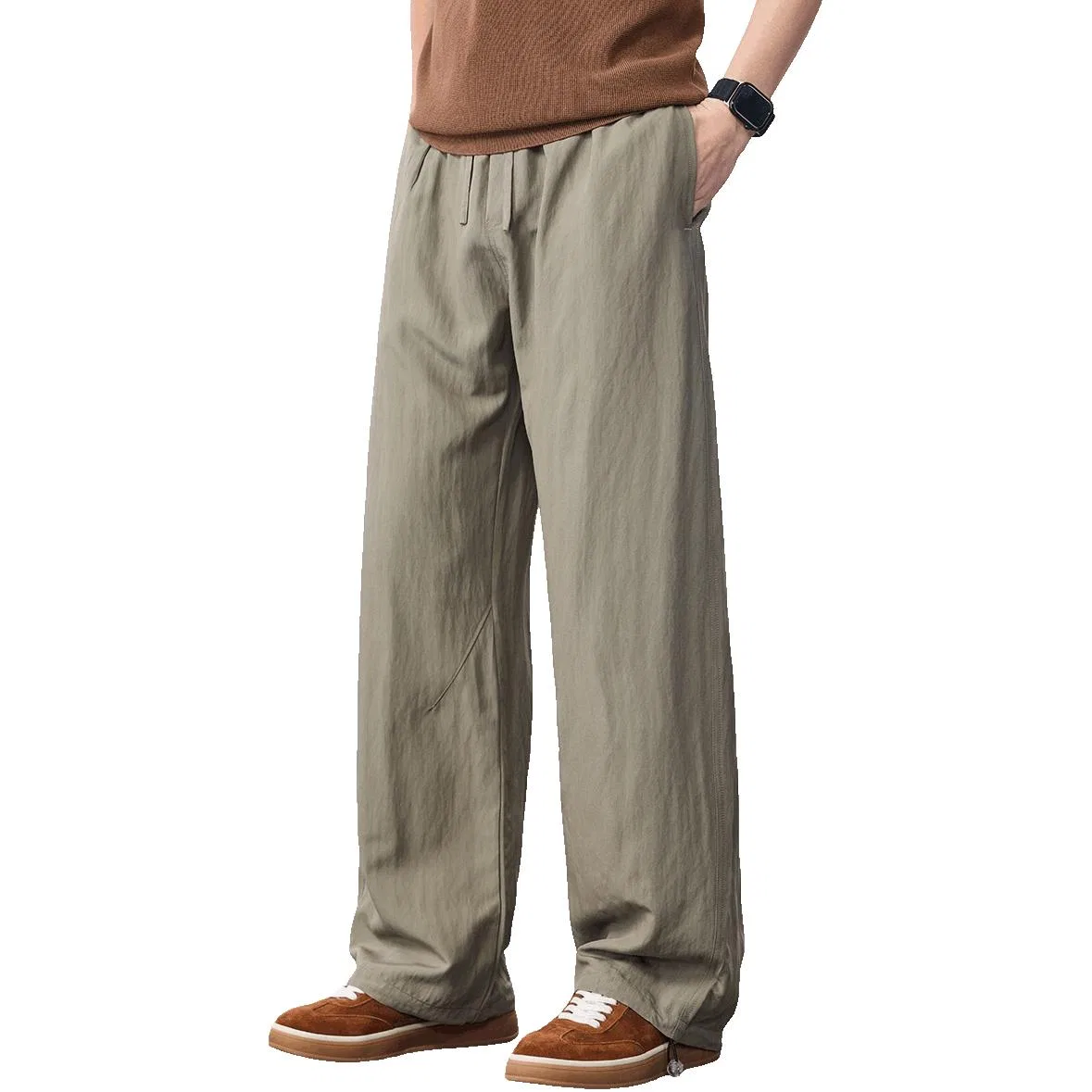 Детские широкие брюки из текстурированной ткани Tonlion, Цвет Gray Green