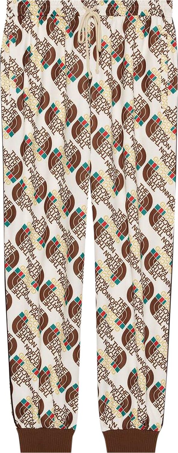 Брюки The North Face x Gucci Web Print Technical Jersey Jogging Pants Ivory/Brown, слоновая кость — фото 2