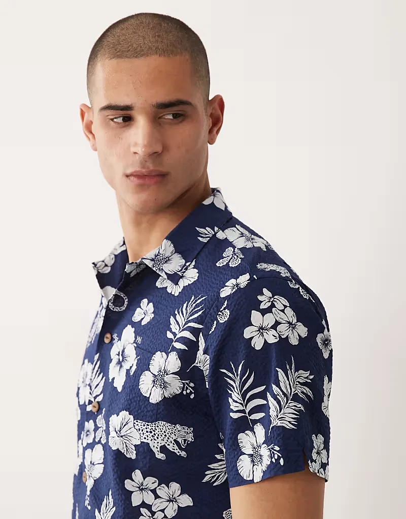 Рубашка Polo Ralph Lauren с сине-белым цветочным принтом — фото 3