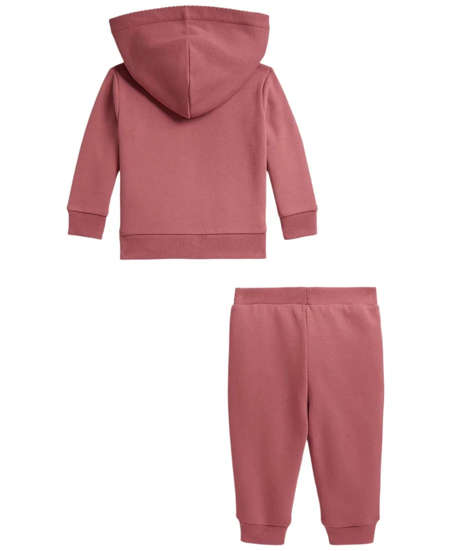 Комплект из худи и джоггеров из флиса с пико-отделкой Polo Ralph Lauren, Canvas Pink — фото 2