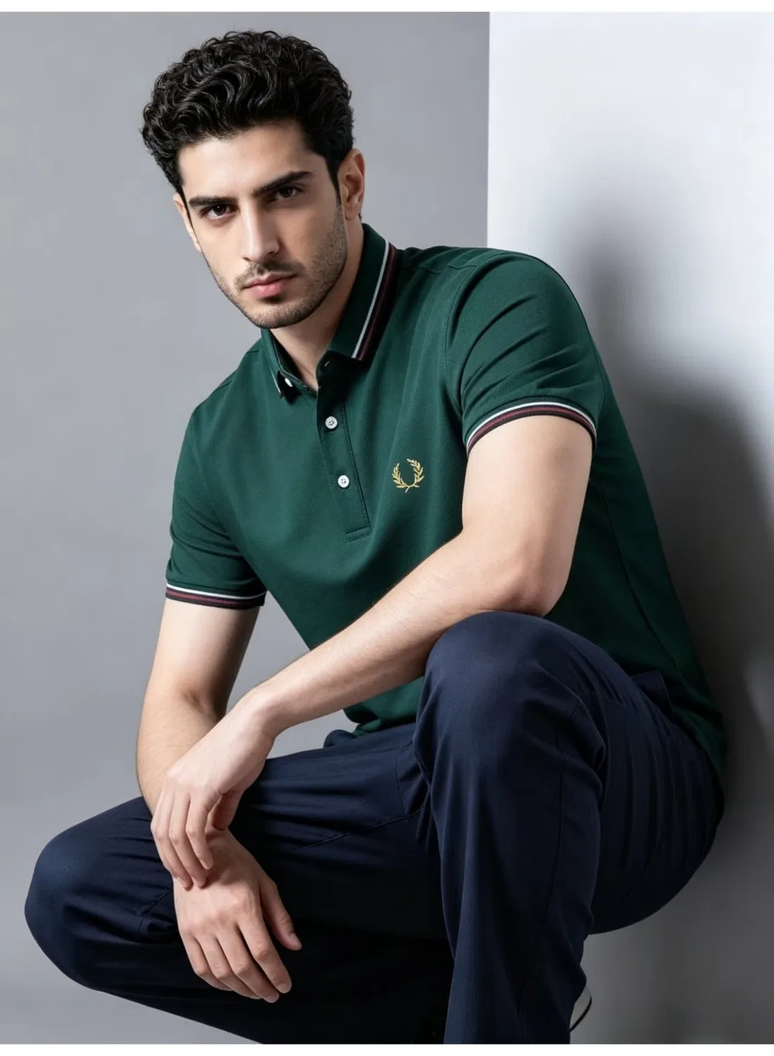 Поло с коротким рукавом с полосками Fred Perry, зеленый — фото 4