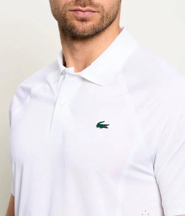Мужское поло Lacoste X Novak Djokovic Slim Fit, белый — фото 4