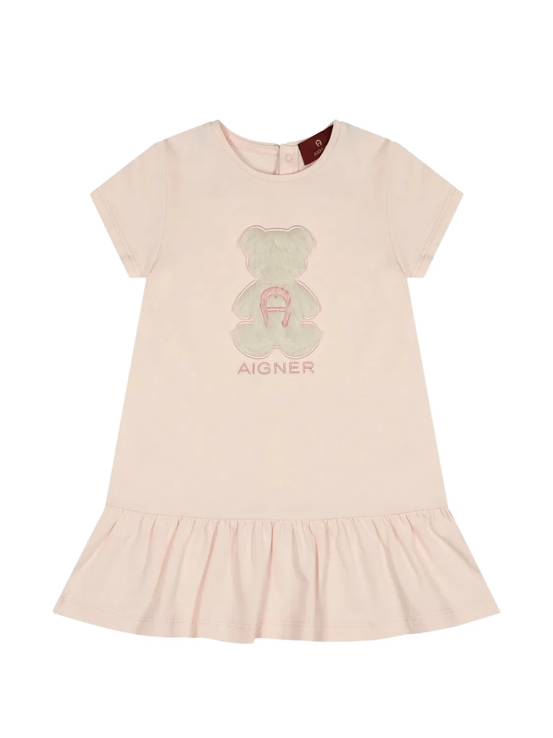 Платье с оборками и нашивкой teddy bear Aigner Kids, розовый