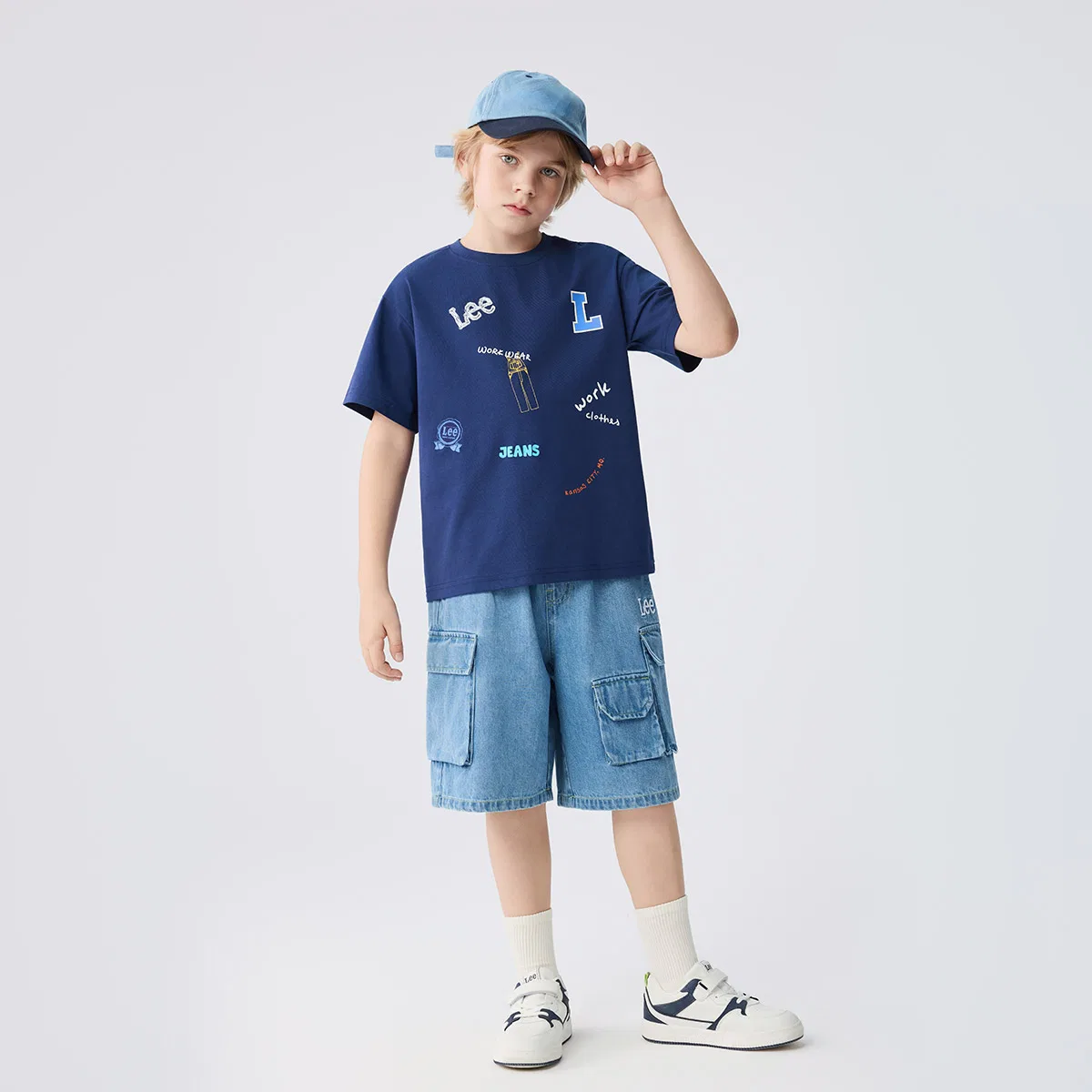 Детская футболка с принтом Teenagers Lee, Navy Blue — фото 4