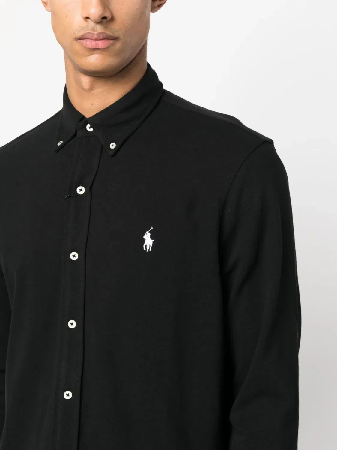 Рубашка с пуговицами и воротником Pony Polo Ralph Lauren, черный — фото 4