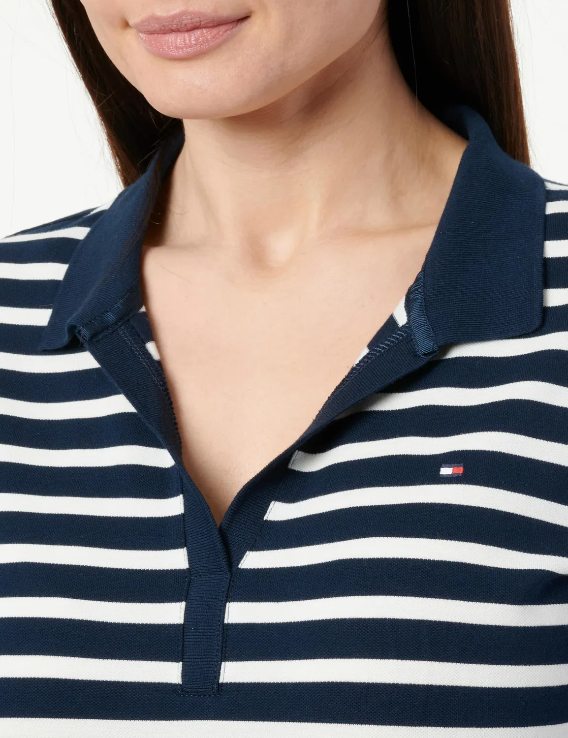 Женское поло с коротким рукавом 1985 Pique Tommy Hilfiger, Blue (Dark Night Navy/Ecru Stp) — фото 2