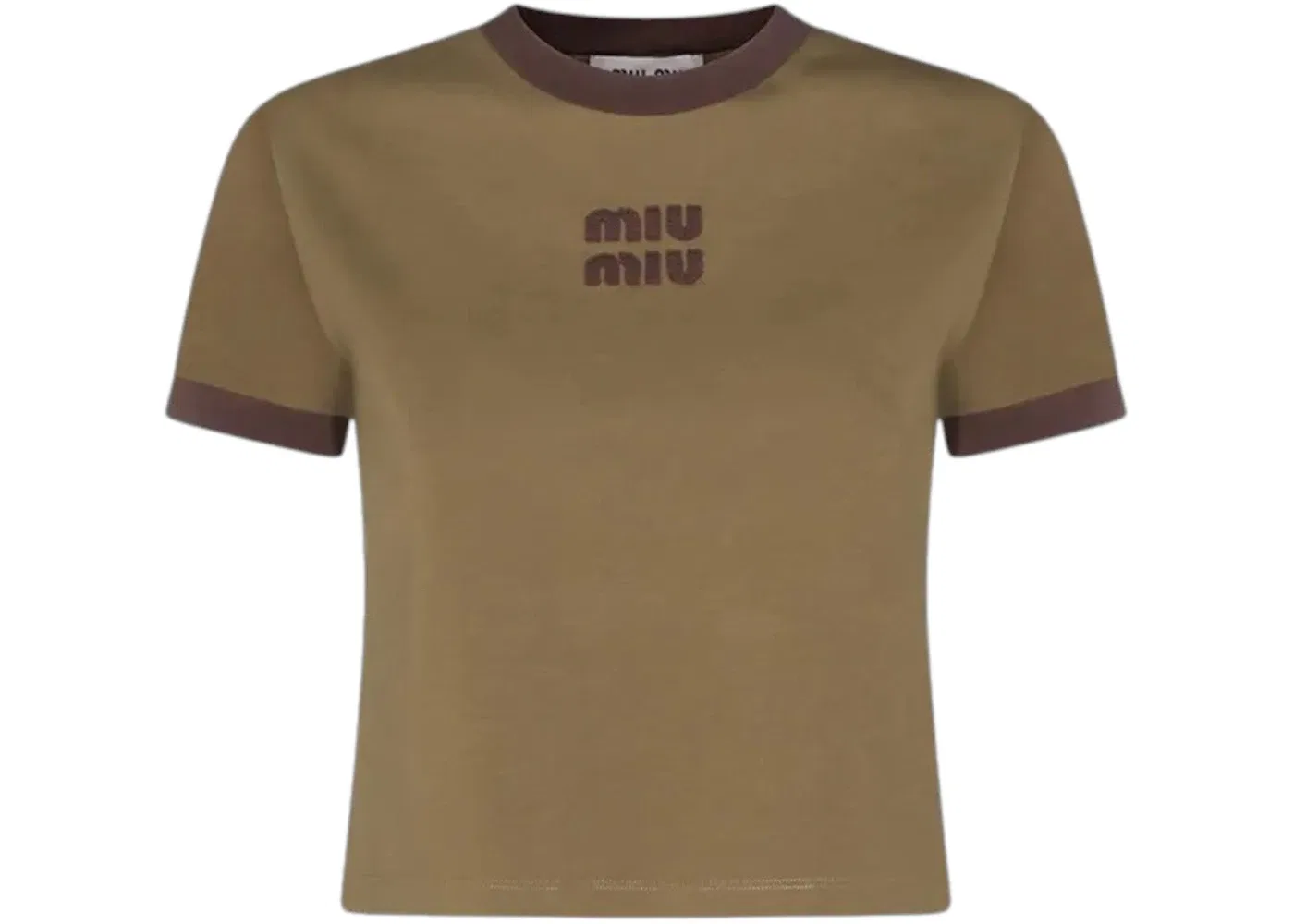 Женский укороченный джерси топ-футболка Miu Miu, Military Green/Brown
