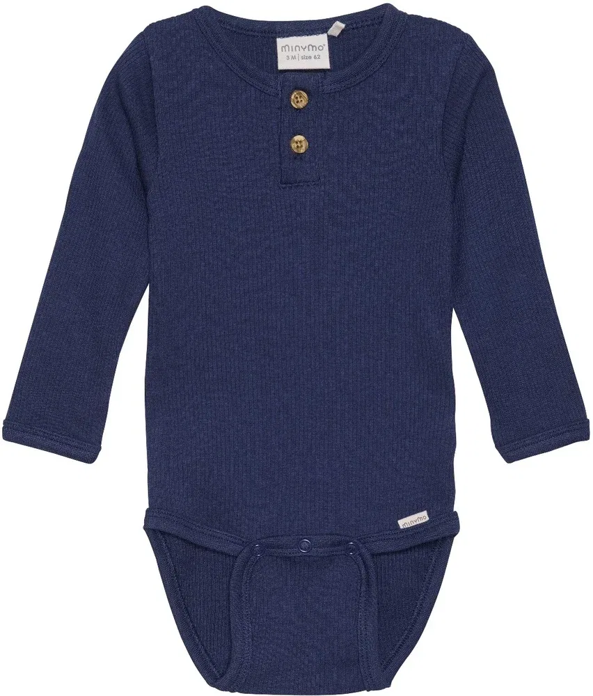 Боди с длинным рукавом Body LS Rib Minymo, синий