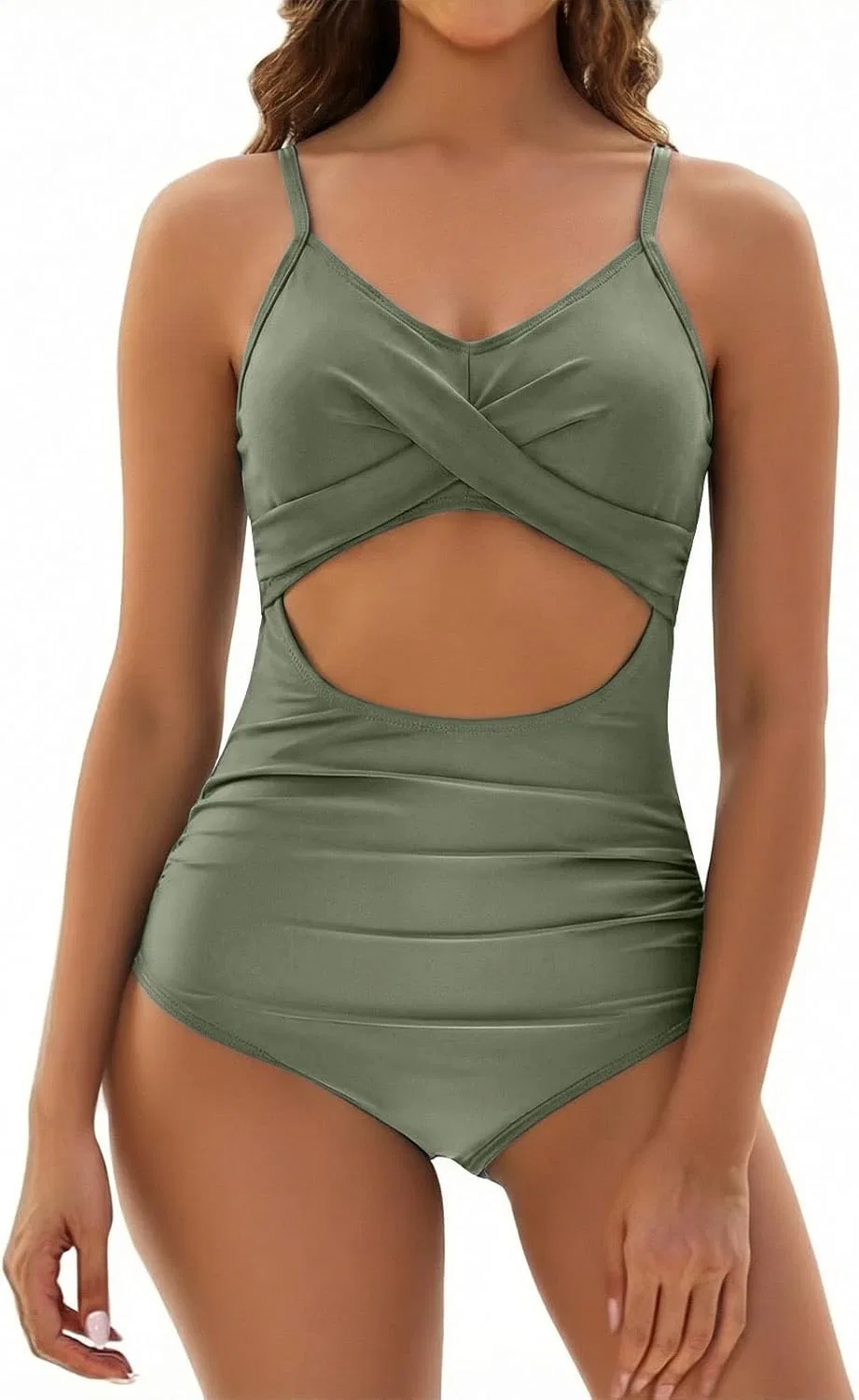 Женский слитный купальник с вырезами Athleisure Beach Wear, Green