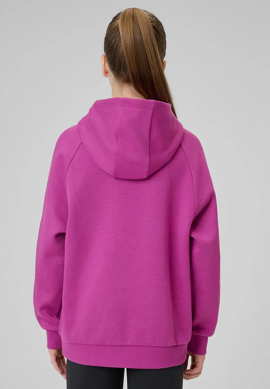 Bluza dresowa свободная z kapturem dziewczęca - różowa - толстовка 4F, Dark Pink — фото 2