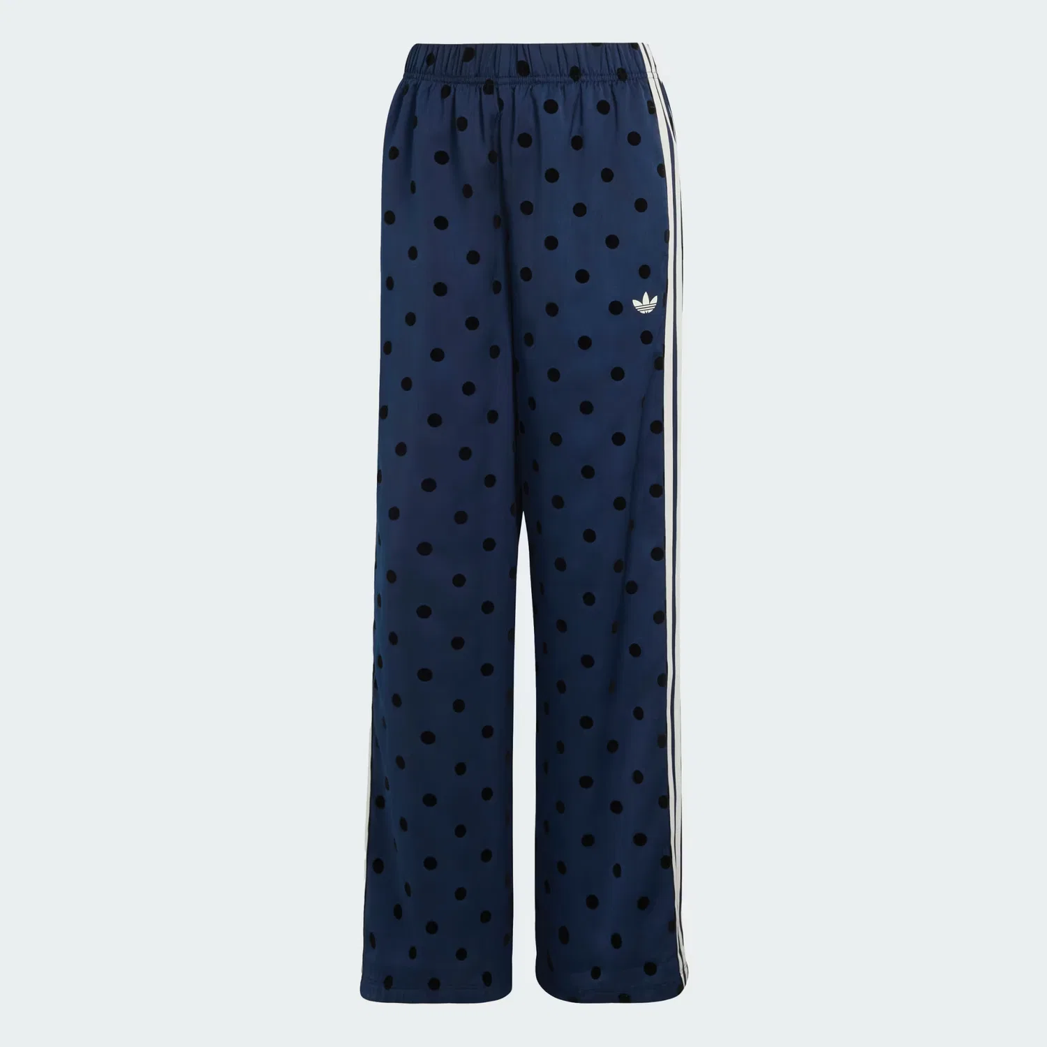 Женские брюки широкого кроя из атласа в горошек Satin Polka Dots Wide Leg Pant Adidas Originals, темно-синий — фото 4