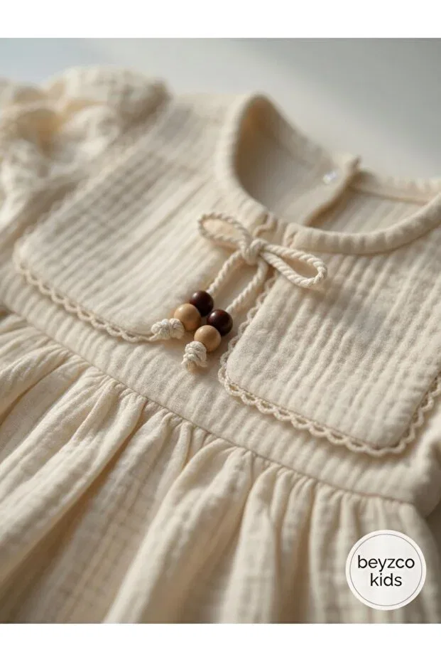 Детское платье для девочек хлопковое Minicix, Beige — фото 3