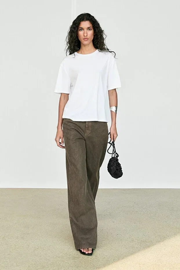 Женская футболка хлопковая с коротким рукавом Massimo Dutti, White