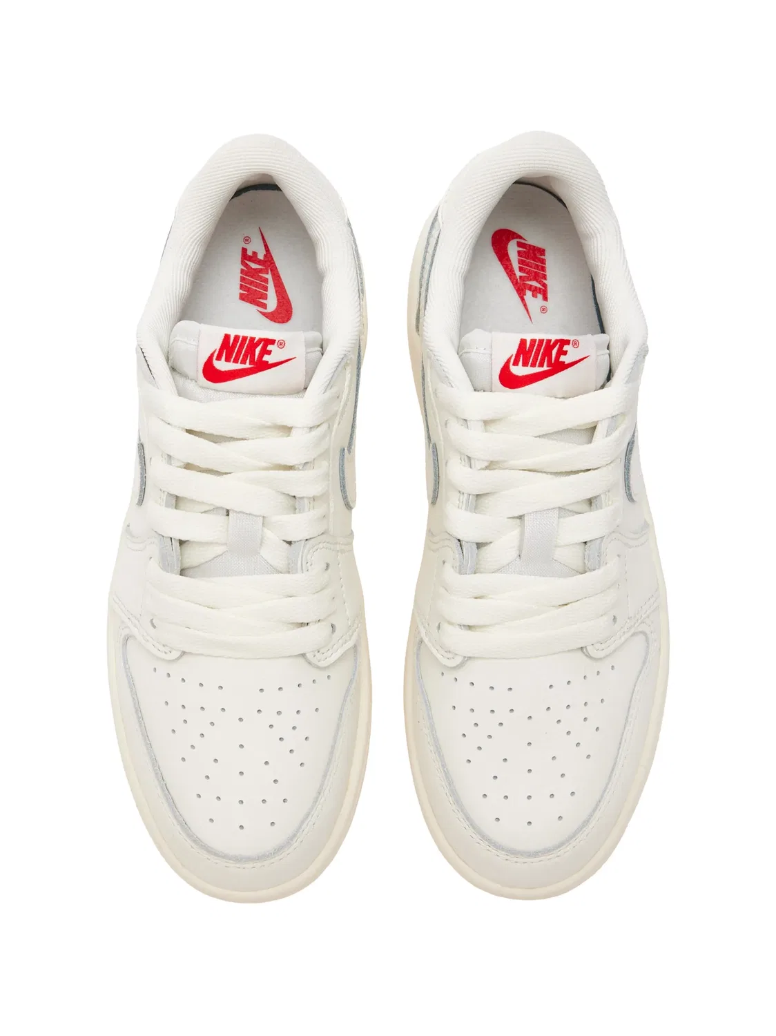 Кроссовки Jordan 1 Retro Low белые кожаные Nike, белый — фото 4