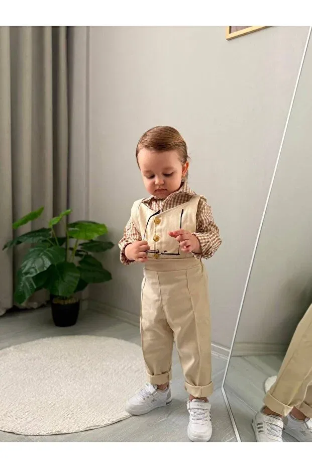 Детский комбинезон для мальчиков с длинным рукавом Favorimkids, Nude Color — фото 4