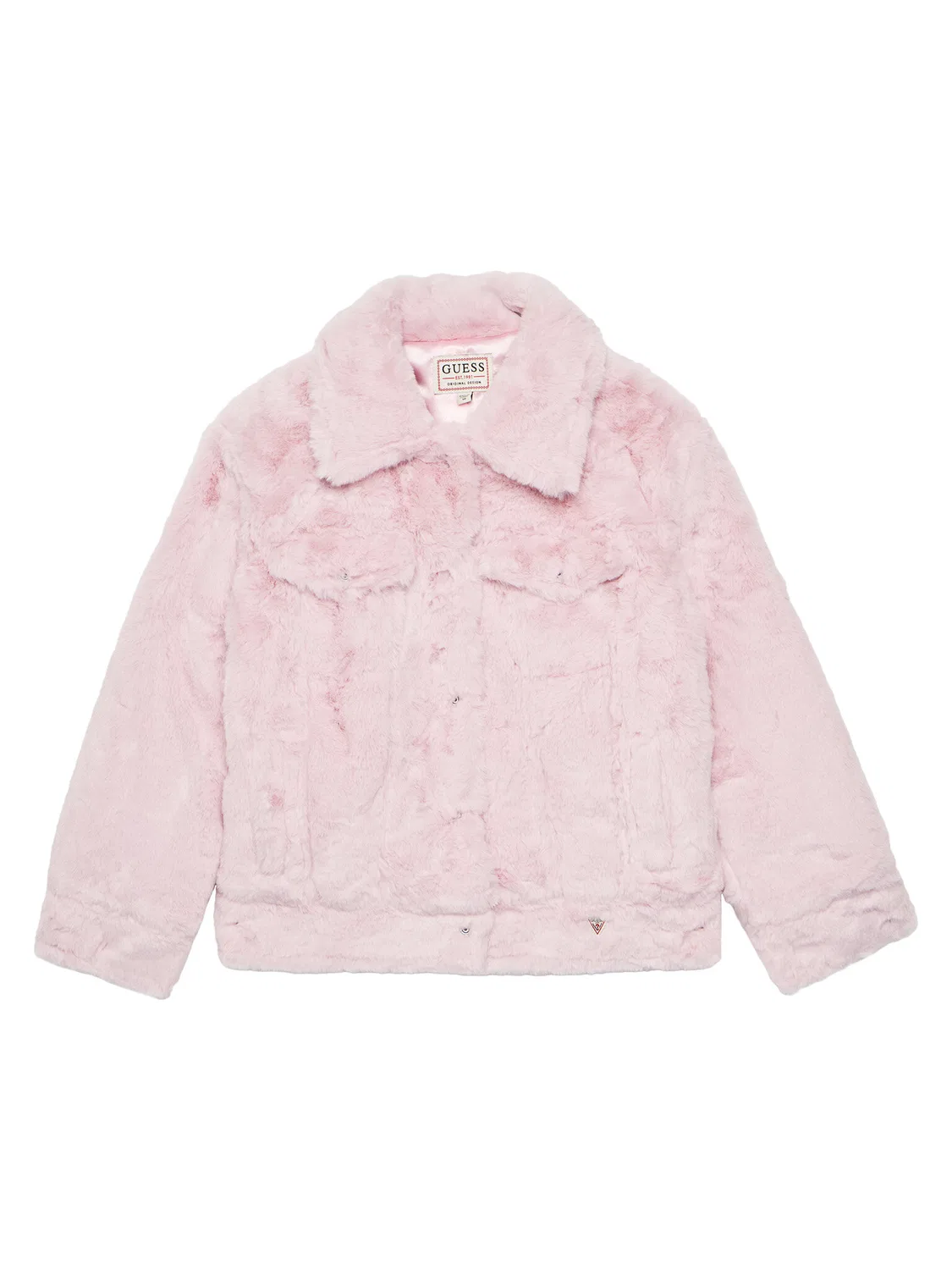 Меховая шуба стандартного кроя для девочки Guess, розовый