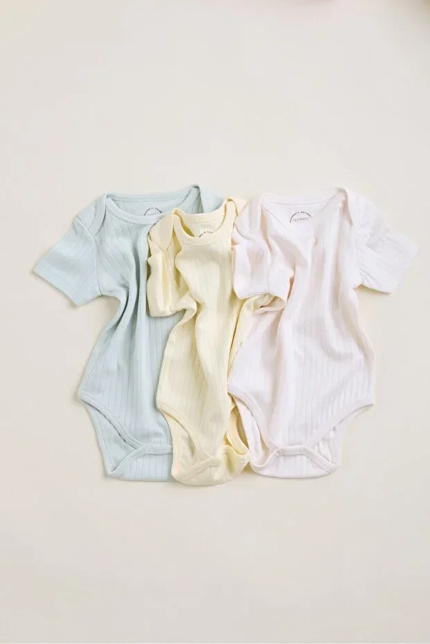 Детское боди-комбинезон без рукавов набор из 3 штук Bondberro, Yellow / Mint / Cream — фото 2