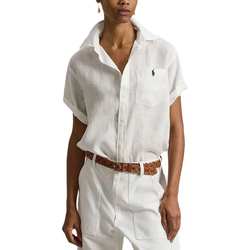 Женская рубашка с коротким рукавом SS26 Shirt Standard, Polo Ralph Lauren, White — фото 4
