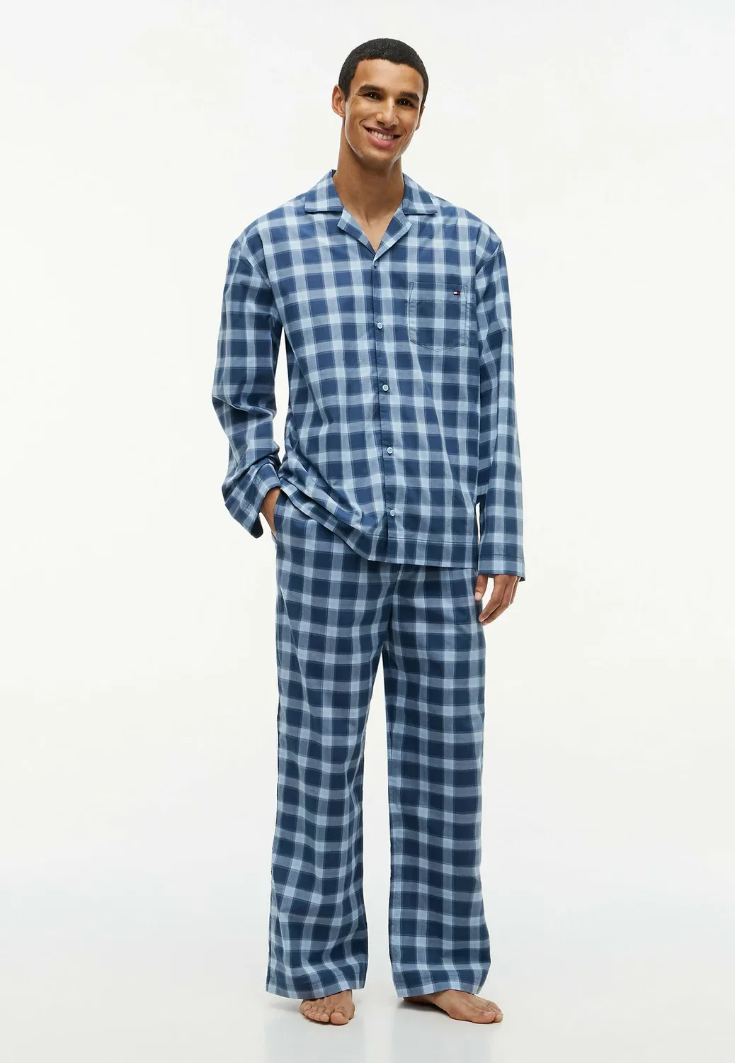 Оригинальный пижамный комплект с принтом - пижамный комплект Tommy Hilfiger, Chambray Blue Shadow Check