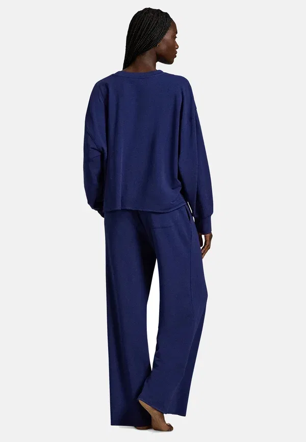 Комплект пижамы хлопковый Wide leg, Polo Ralph Lauren, темно-синий — фото 3
