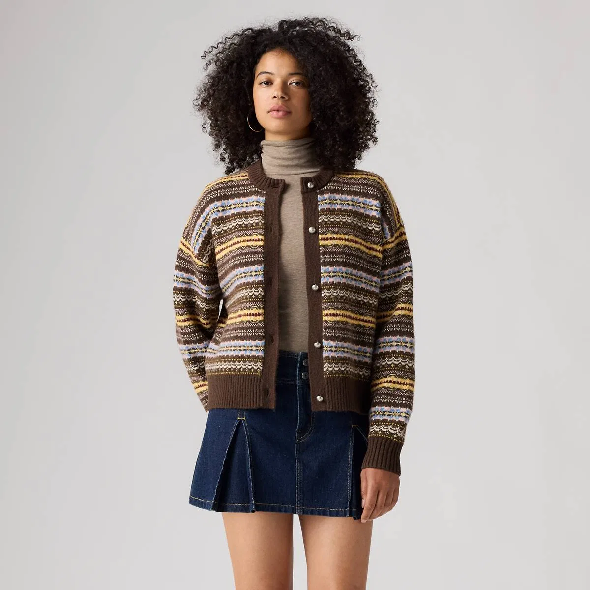 Кардиган Charlotte с круглым вырезом Levi's, Lea Fairisle Java - Multi-Color — фото 3