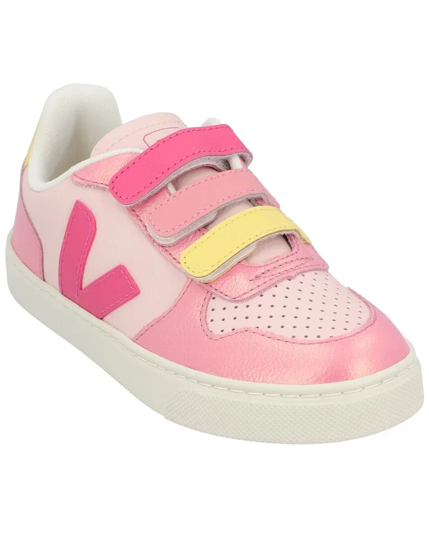 Детские кроссовки на липучках кожаные VEJA Leather Sneaker, розовый