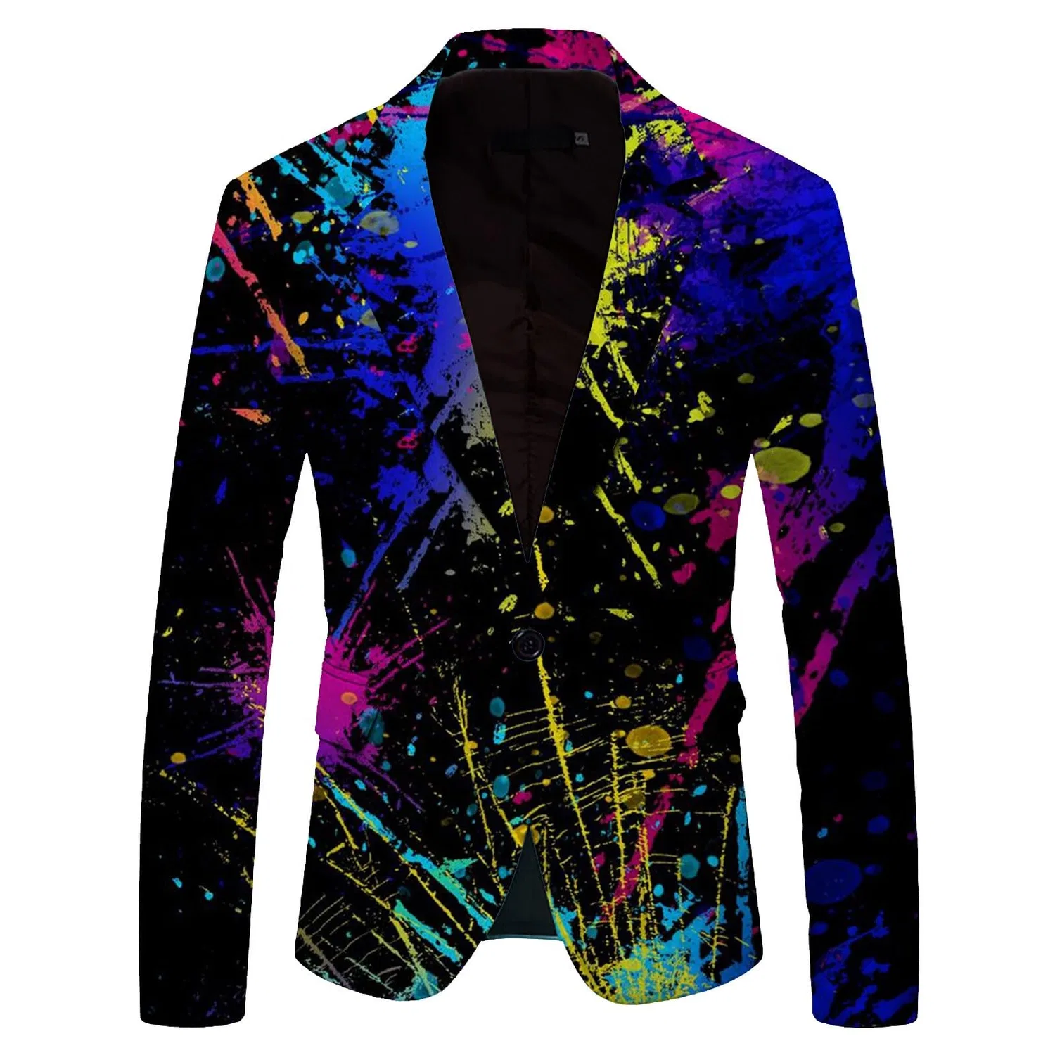 Мужская куртка с принтом Stylish Casual Colour Printing Ink Jacket, 10-black