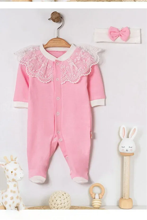 Детский комбинезон для новорожденных хлопковый комплект Bamoola, Pink Lace