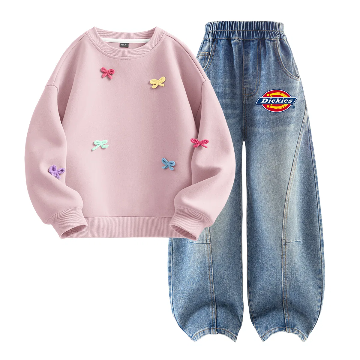 Детский спортивный комплект с принтом Dickies, Solid Lilac Pink+S-Logo Thick K Denim Light Blue