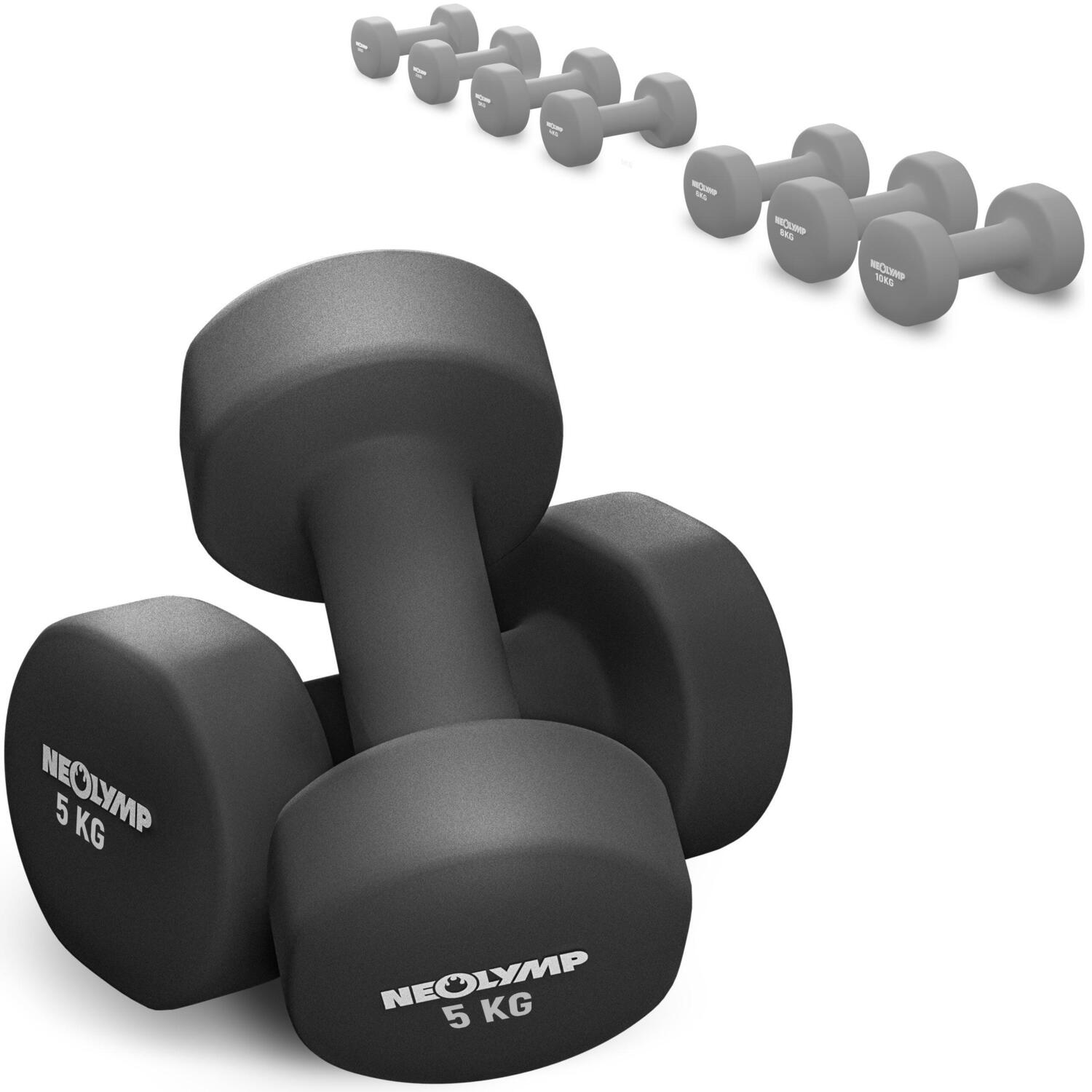

Гантели с неопреновым покрытием - черные 2x 1 кг NEOLYMP, черный
